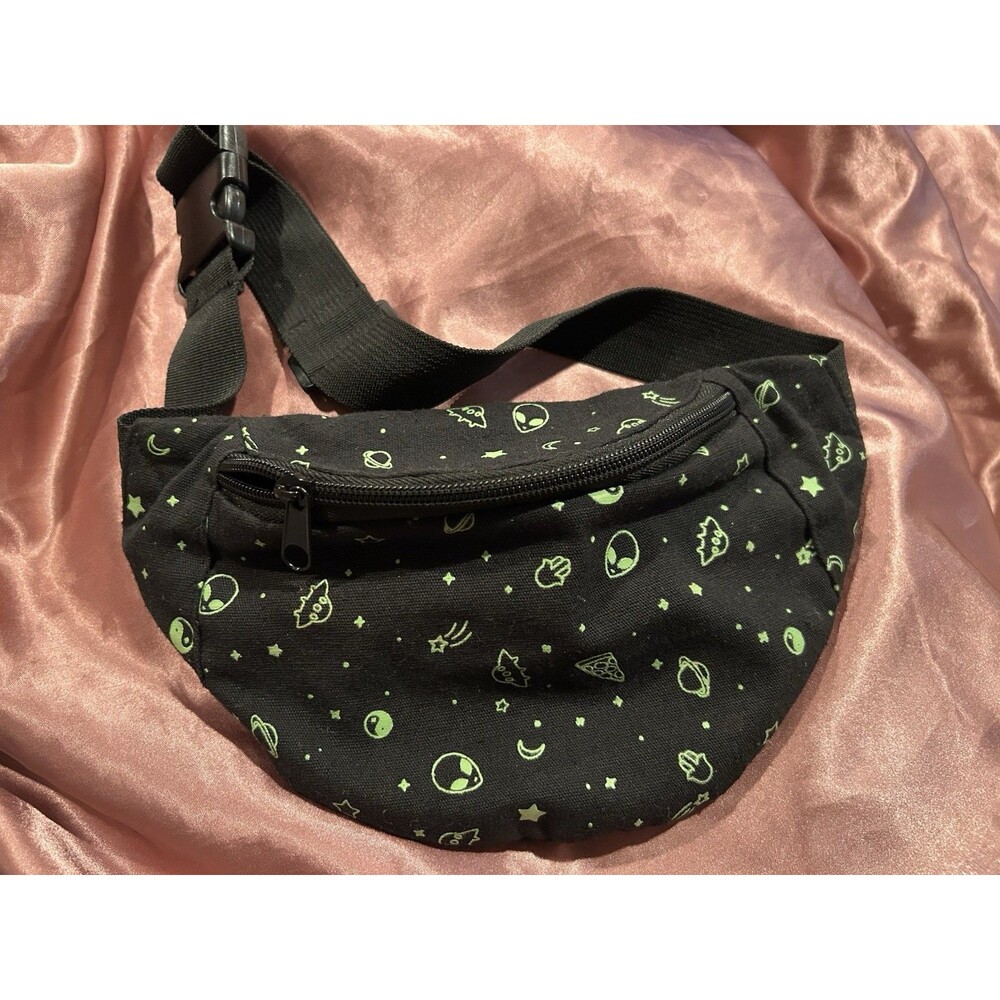 Glow-in-the dark aliens outer space spacecraft belt bag fanny pack
